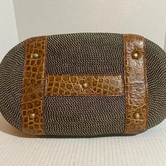 Eric javits brown fibers woven  straw satchel handbag - Picture 6 of 13